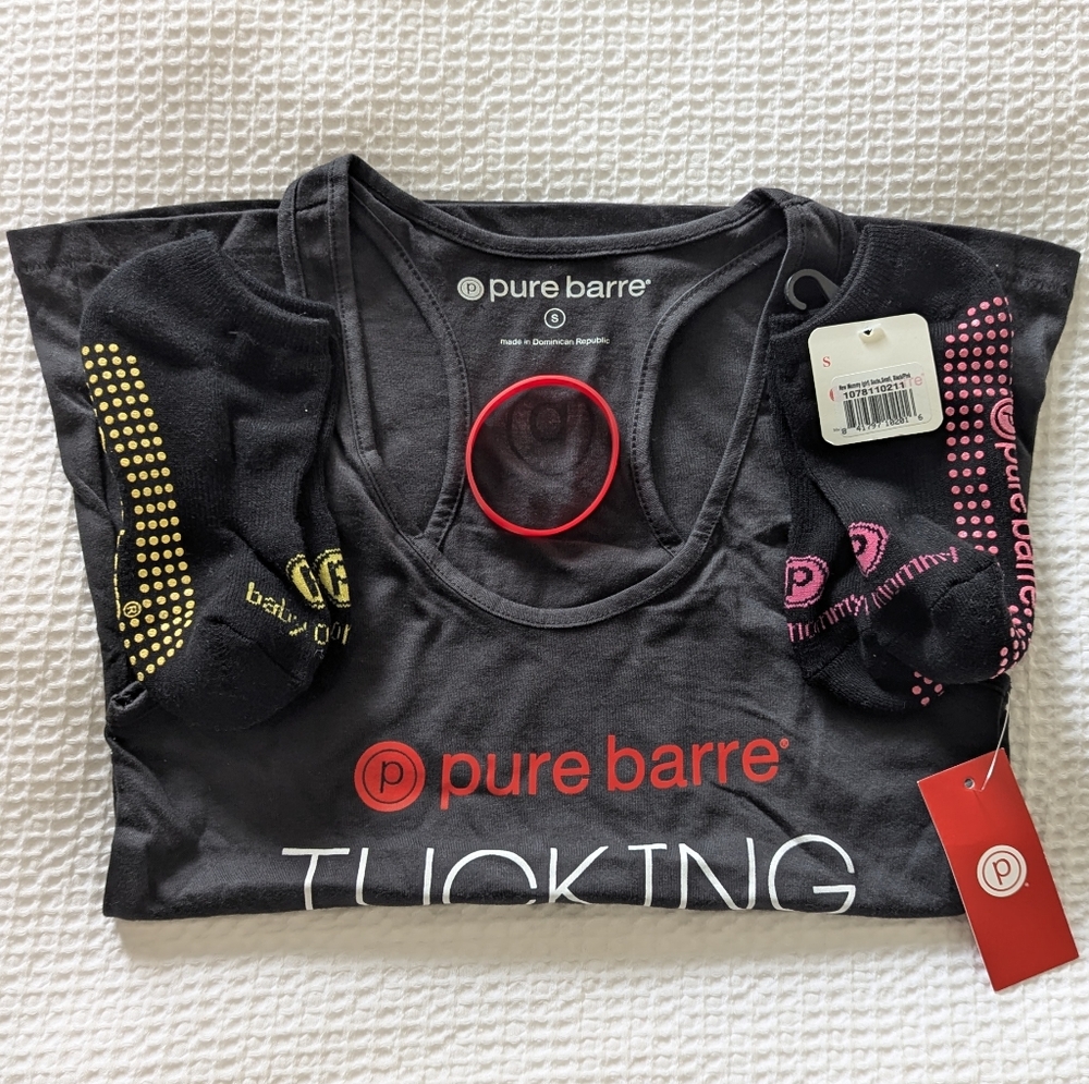 Pure Barre Maternity Pregnancy Black Tank Top and Socks Set